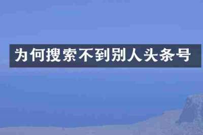 为何搜索不到别人头条号