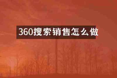 360搜索销售怎么做