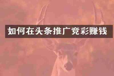 如何在头条推广竞彩赚钱