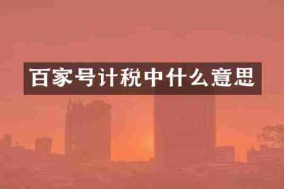 百家号计税中什么意思