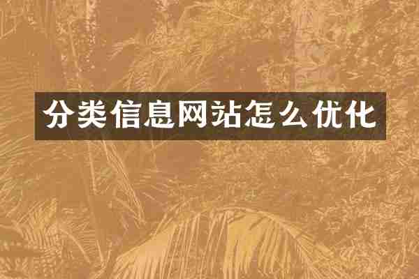 分类信息网站怎么优化