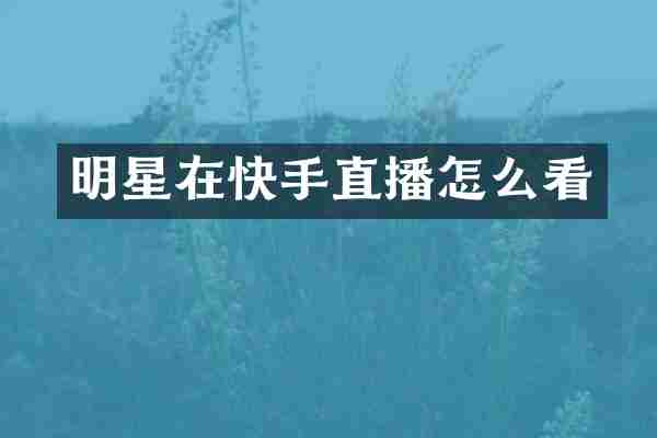 明星在快手直播怎么看