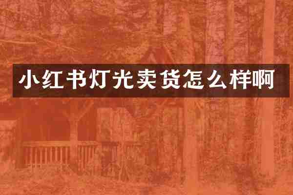小红书灯光卖货怎么样啊