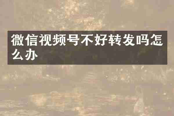 微信视频号不好转发吗怎么办