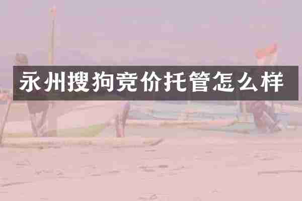永州搜狗竞价托管怎么样