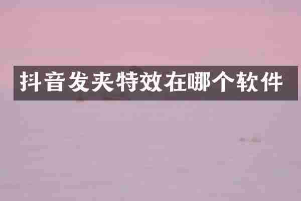 抖音发夹特效在哪个软件