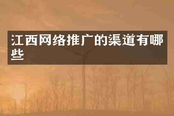 江西网络推广的渠道有哪些