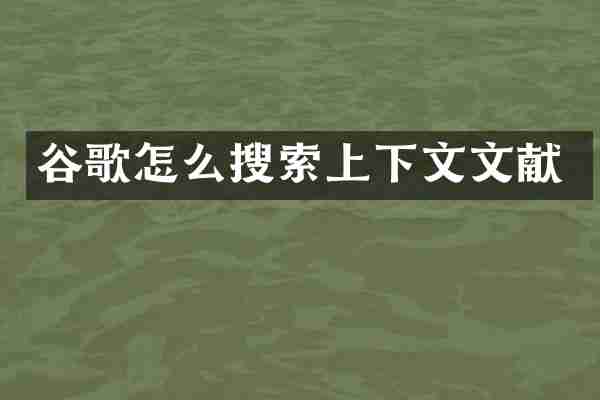 谷歌怎么搜索上下文文献