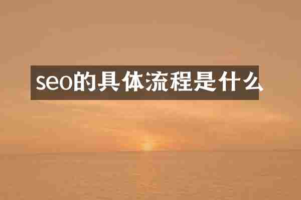 seo的具体流程是什么