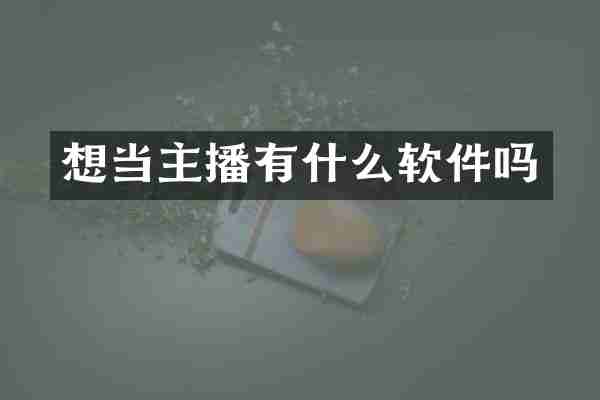 想当主播有什么软件吗