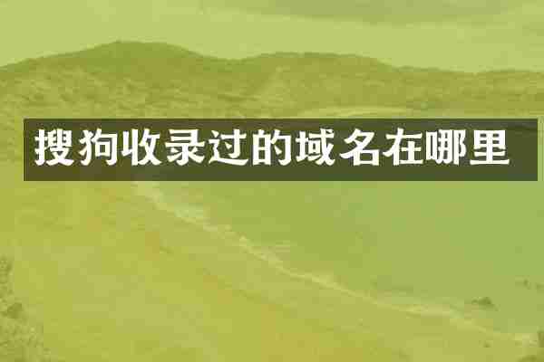 搜狗收录过的域名在哪里