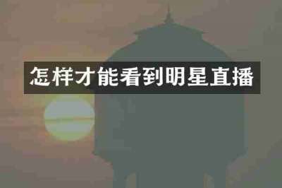 怎样才能看到明星直播