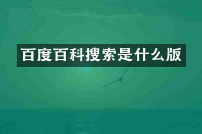 百度百科搜索是什么版