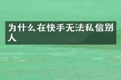 为什么在快手无法私信别人