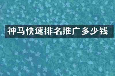 神马快速排名推广多少钱