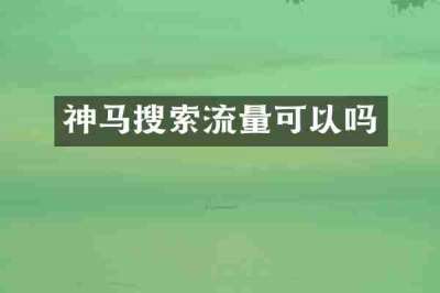 神马搜索流量可以吗