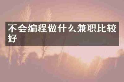 不会编程做什么兼职比较好