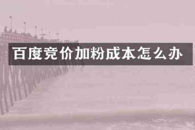 百度竞价加粉成本怎么办