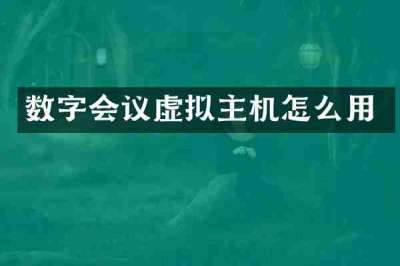 数字会议虚拟主机怎么用