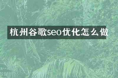 杭州谷歌seo优化怎么做