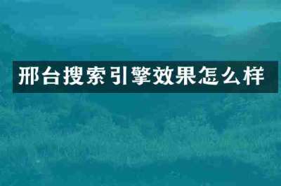 邢台搜索引擎效果怎么样