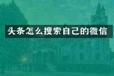 头条怎么搜索自己的微信