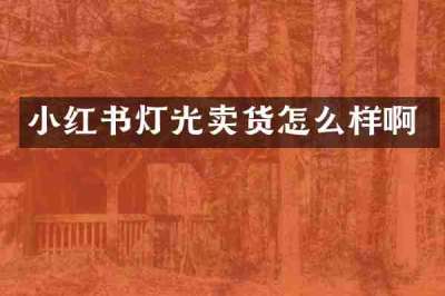 小红书灯光卖货怎么样啊