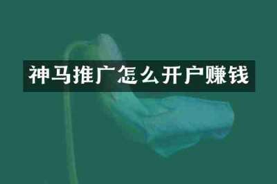 神马推广怎么开户赚钱