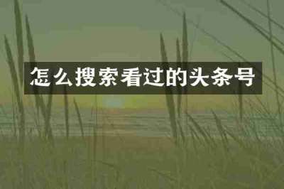 怎么搜索看过的头条号