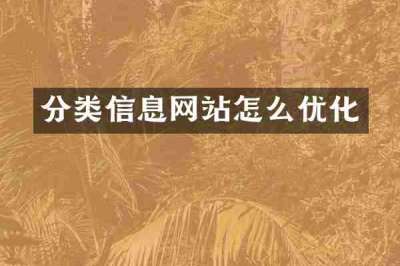 分类信息网站怎么优化