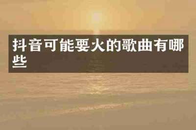 抖音可能要火的歌曲有哪些