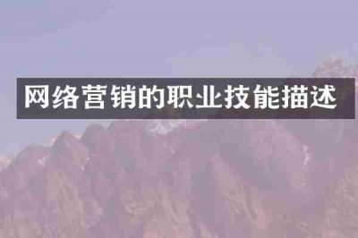 网络营销的职业技能描述