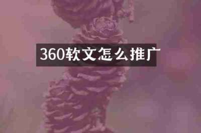 360软文怎么推广