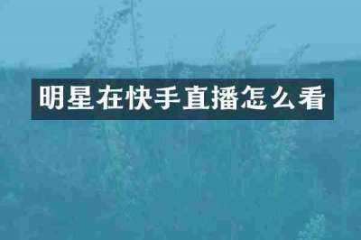 明星在快手直播怎么看
