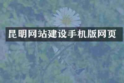 昆明网站建设手机版网页