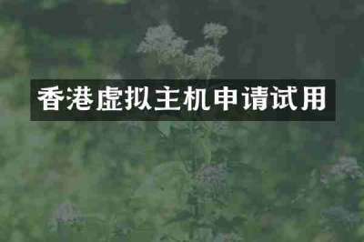 香港虚拟主机申请试用