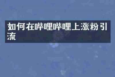 如何在哔哩哔哩上涨粉引流