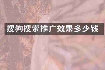 搜狗搜索推广效果多少钱