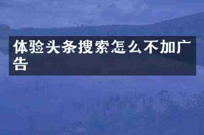 体验头条搜索怎么不加广告
