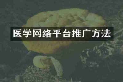 医学网络平台推广方法