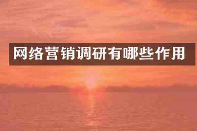 网络营销调研有哪些作用