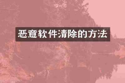 恶意软件清除的方法