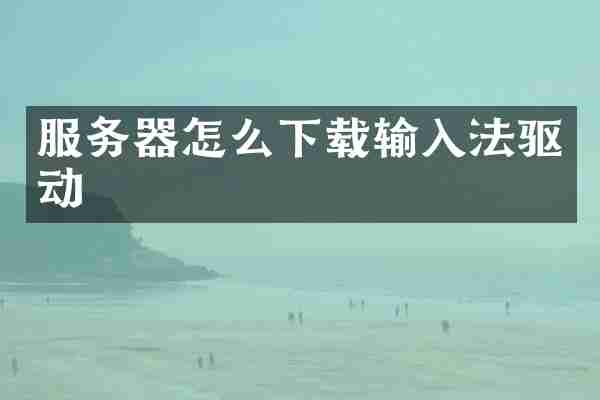 服务器怎么下载输入法驱动