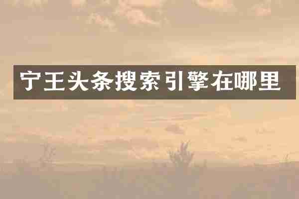 宁王头条搜索引擎在哪里