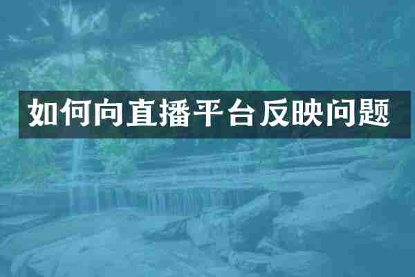 如何向直播平台反映问题