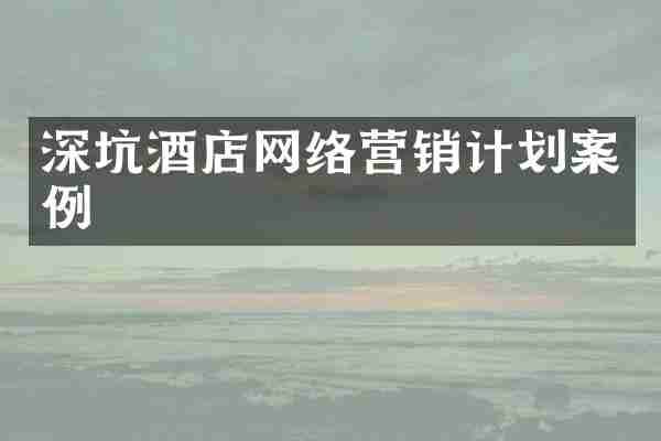 深坑酒店网络营销计划案例