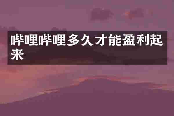 哔哩哔哩多久才能盈利起来