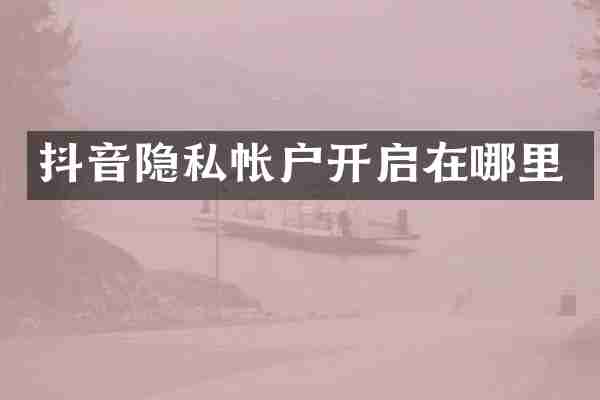 抖音隐私帐户开启在哪里