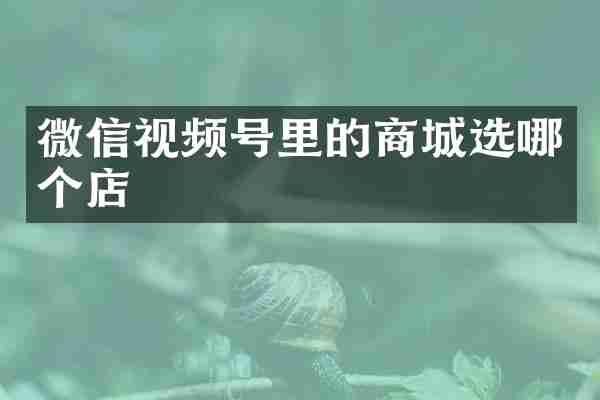 微信视频号里的商城选哪个店
