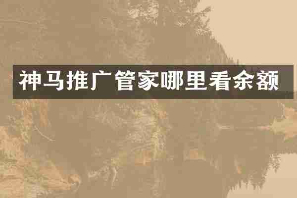 神马推广管家哪里看余额